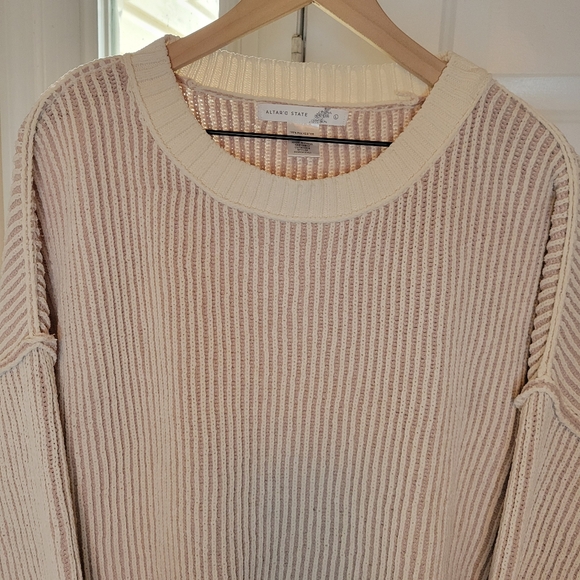 Altar''d State Cream/White Chenille Longsleeve Cozy Sweater, Size L - Picture 4 of 9